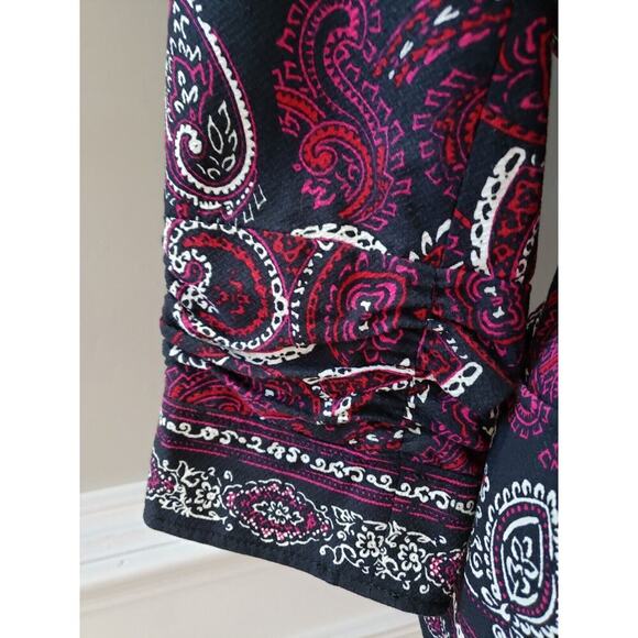 Coldwater Creek Women's Red & Black Cotton Long Sleeve Cropped Jacket Blazer 10 - Picture 5 of 15